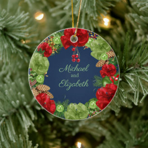 Eerste Kerstmis met Holiday Wreate Keramisch Ornament