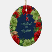 Eerste Kerstmis met Holiday Wreate Keramisch Ornament (Rechts)