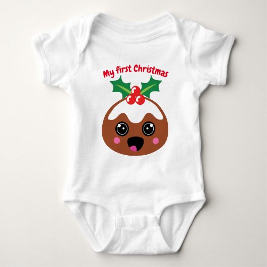 🎄 Eerste Kerstmis met kerstpudding Romper (Voorkant)