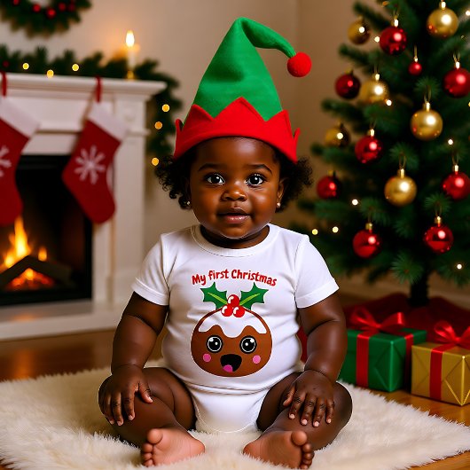 🎄 Eerste Kerstmis met kerstpudding Romper