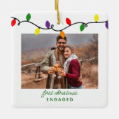 Eerste Kerstmis met kleurrijke kerstlichten Keramisch Ornament (Voorkant)