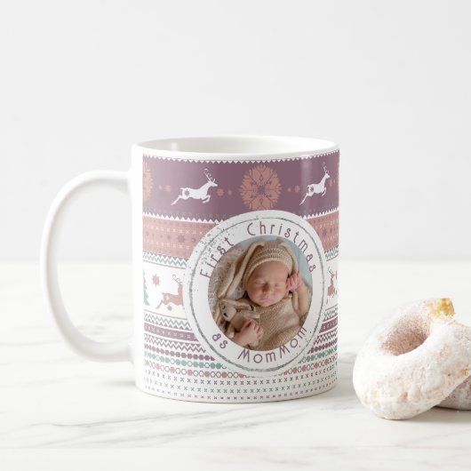 Eerste Kerstmis met mamMam-Baby Foto Koffiemok (Met donut)