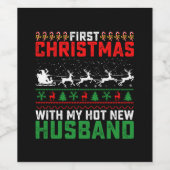 Eerste Kerstmis met mijn hete nieuwe man lelijk Wijn Etiket (Enkel label)