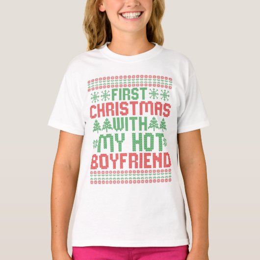 Eerste Kerstmis met mijn hotBoyFriend Sweater T-shirt (Voorkant)