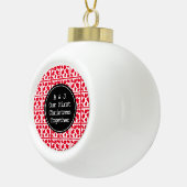 Eerste Kerstmis met Monogram Initiaal Red Keramische Bal Ornament (Rechts)