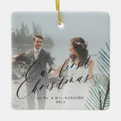 Eerste Kerstmis met Mr en Mrs. 2 foto Keramisch Ornament (Voorkant)