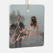 Eerste Kerstmis met Mr en Mrs. 2 foto Keramisch Ornament (Rechts)