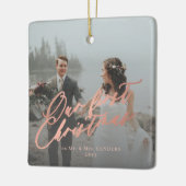 Eerste Kerstmis met Mr en Mrs. 2 foto Keramisch Ornament (Links)