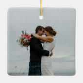 Eerste Kerstmis met Mr en Mrs. 2 foto Keramisch Ornament (Achterkant)