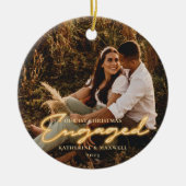 Eerste Kerstmis met Neon Lettering Foto Keramisch Ornament (Voorkant)