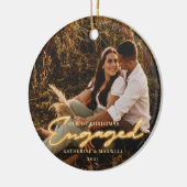 Eerste Kerstmis met Neon Lettering Foto Keramisch Ornament (Links)