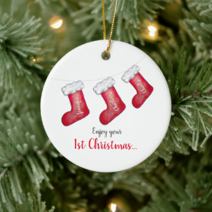 Eerste Kerstmis met nieuwe baby Keramisch Ornament