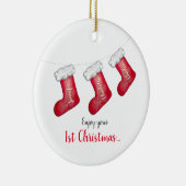 Eerste Kerstmis met nieuwe baby Keramisch Ornament (Rechts)