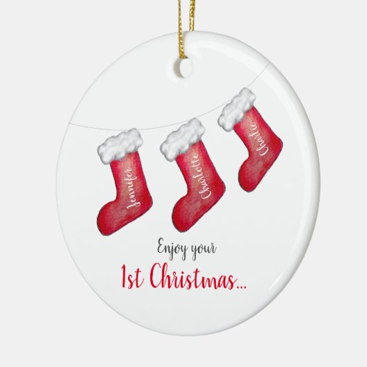 Eerste Kerstmis met nieuwe baby Keramisch Ornament (Links)