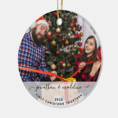 Eerste Kerstmis met nieuwe widen en fotokeramiek Keramisch Ornament (Links)