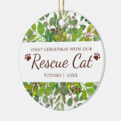 Eerste Kerstmis met onze reddingskat op maat Keramisch Ornament (Links)