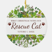 Eerste Kerstmis met onze reddingskat op maat Keramisch Ornament (Achterkant)