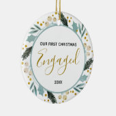 Eerste Kerstmis met Paars Foto Gold Modern Keramisch Ornament (Rechts)