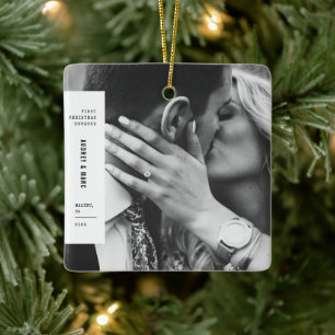 Eerste Kerstmis met Paars Photo Minimaliste Keramisch Ornament