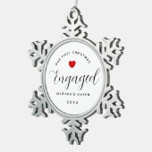 Eerste Kerstmis met paren en handschrift Tin Sneeuwvlok Ornament (Rechts)