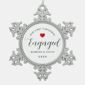 Eerste Kerstmis met paren en handschrift Tin Sneeuwvlok Ornament (Voorkant)