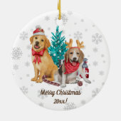 Eerste Kerstmis met persoonlijke Puppies voor hond Keramisch Ornament (Achterkant)