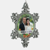 Eerste Kerstmis met PHOTO Snowflake Tree Decor Tin Sneeuwvlok Ornament (Links)