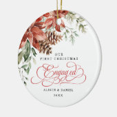Eerste Kerstmis met pre-bruiloft Poinsettia Keramisch Ornament (Links)