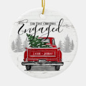 Eerste Kerstmis met  Red Truck Foto Keramisch Ornament (Voorkant)