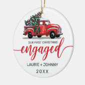 Eerste Kerstmis met  Red Truck Foto Keramisch Ornament (Links)