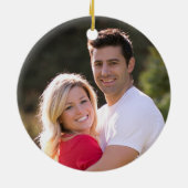 Eerste Kerstmis met  Red Truck Foto Keramisch Ornament (Achterkant)