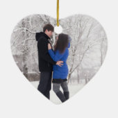 Eerste Kerstmis met Rozen van marineblauw goud Keramisch Ornament (Achterkant)