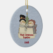 Eerste Kerstmis met Sneeuwpaar Keramisch Ornament (Rechts)