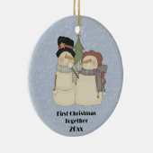 Eerste Kerstmis met Sneeuwpaar Keramisch Ornament (Rechts)