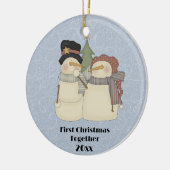 Eerste Kerstmis met Sneeuwpaar Keramisch Ornament (Links)