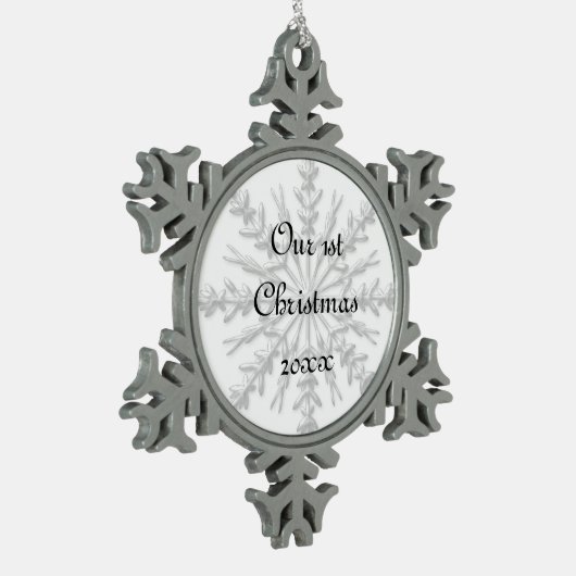 Eerste Kerstmis met Snowflake Tin Sneeuwvlok Ornament (Links)