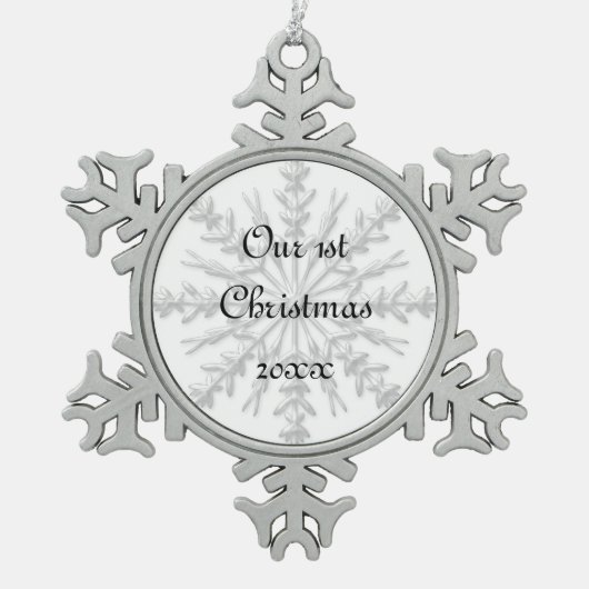 Eerste Kerstmis met Snowflake Tin Sneeuwvlok Ornament (Voorkant)
