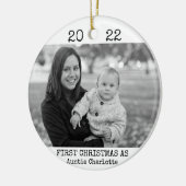 Eerste Kerstmis met tante Black & White 2 sloot Keramisch Ornament (Links)
