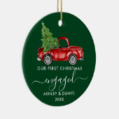 Eerste Kerstmis met Truck Calligraphy PHOTO Keramisch Ornament (Rechts)