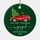 Eerste Kerstmis met Truck Calligraphy PHOTO Keramisch Ornament (Voorkant)