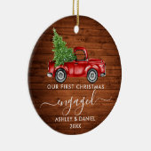 Eerste Kerstmis met Truck Wood PHOTO Keramisch Ornament (Rechts)