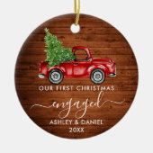Eerste Kerstmis met Truck Wood PHOTO Keramisch Ornament (Voorkant)