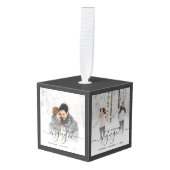 Eerste Kerstmis met vier foto's grijs script Decoratie (Voorkant hoekig)