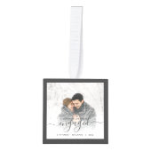 Eerste Kerstmis met vier foto's grijs script Decoratie (Voorkant)