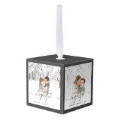 Eerste Kerstmis met vier foto's grijs script Decoratie (Achter hoekig)