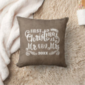 Eerste Kerstmis: mevrouw Rustic Country Burlap Kussen (Deken)