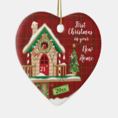 Eerste Kerstmis, Mijn huis, Birdhouse met Robin Keramisch Ornament (Rechts)