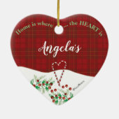 Eerste Kerstmis, Mijn huis, Birdhouse met Robin Keramisch Ornament (Achterkant)