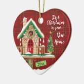 Eerste Kerstmis, Mijn huis, Birdhouse met Robin Keramisch Ornament (Links)
