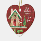 Eerste Kerstmis, Mijn nieuwe thuis, Birdhouse Keramisch Ornament (Links)